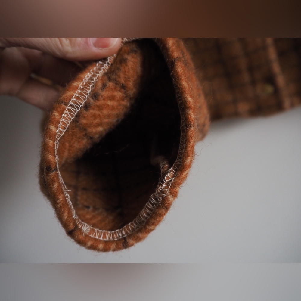 Upcycled Vintage Wool Blanket Coat Sustainable Deadstock Denim Jacket Hand Made - Picture 6 of 10